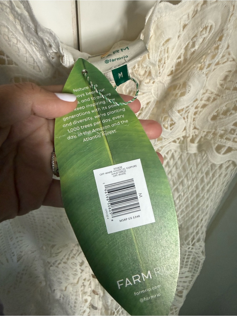 NWT Stunning Farm Rio Off White Nautical Guipure Maxi Dress, size M. - Picture 10 of 12